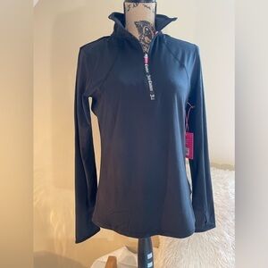 NWT, Juicy Couture Sport. Black poly-spandex blend 1/4 zip sports jacket Medium